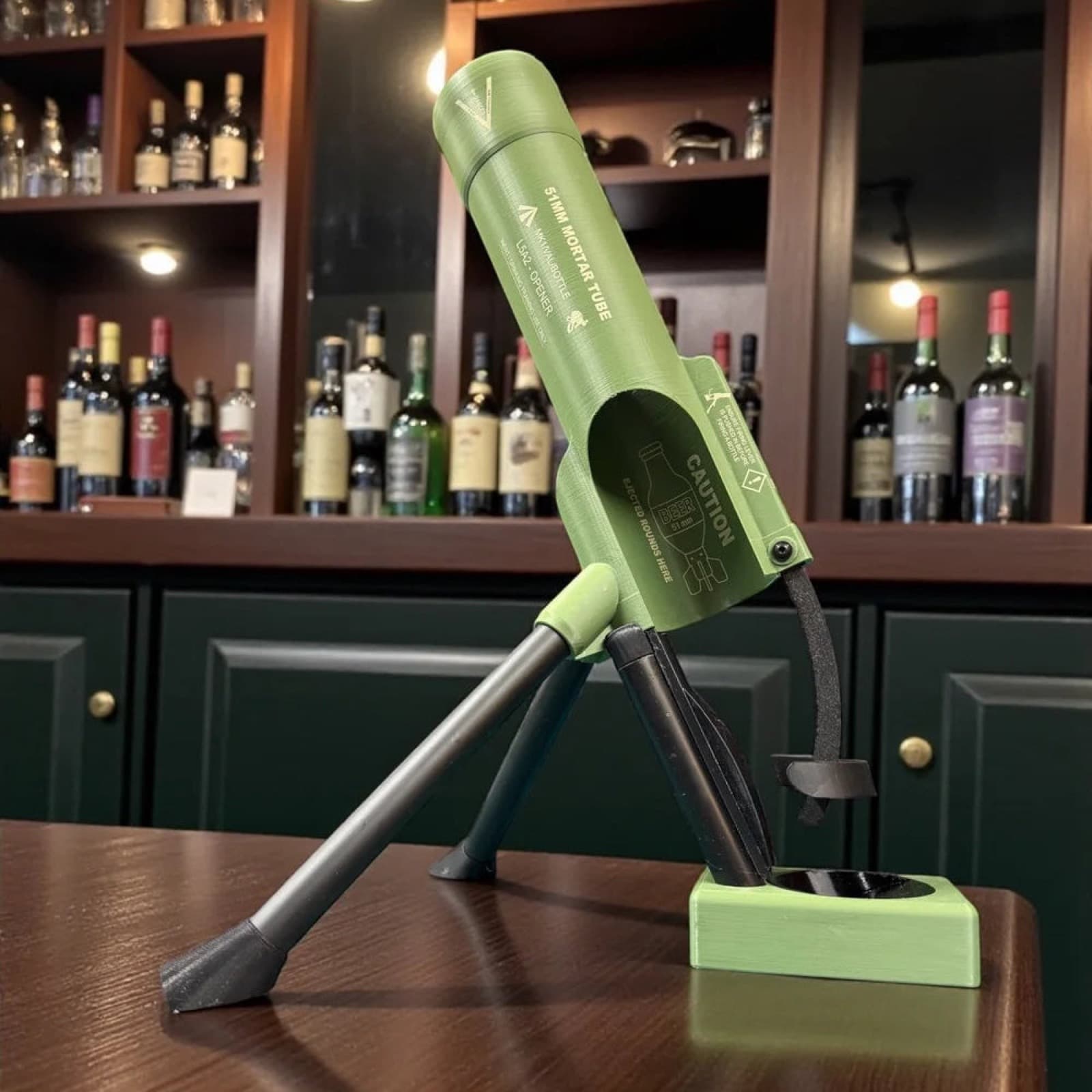 Mortier à Bière 51mm — décapsuleur fusée vert tactique