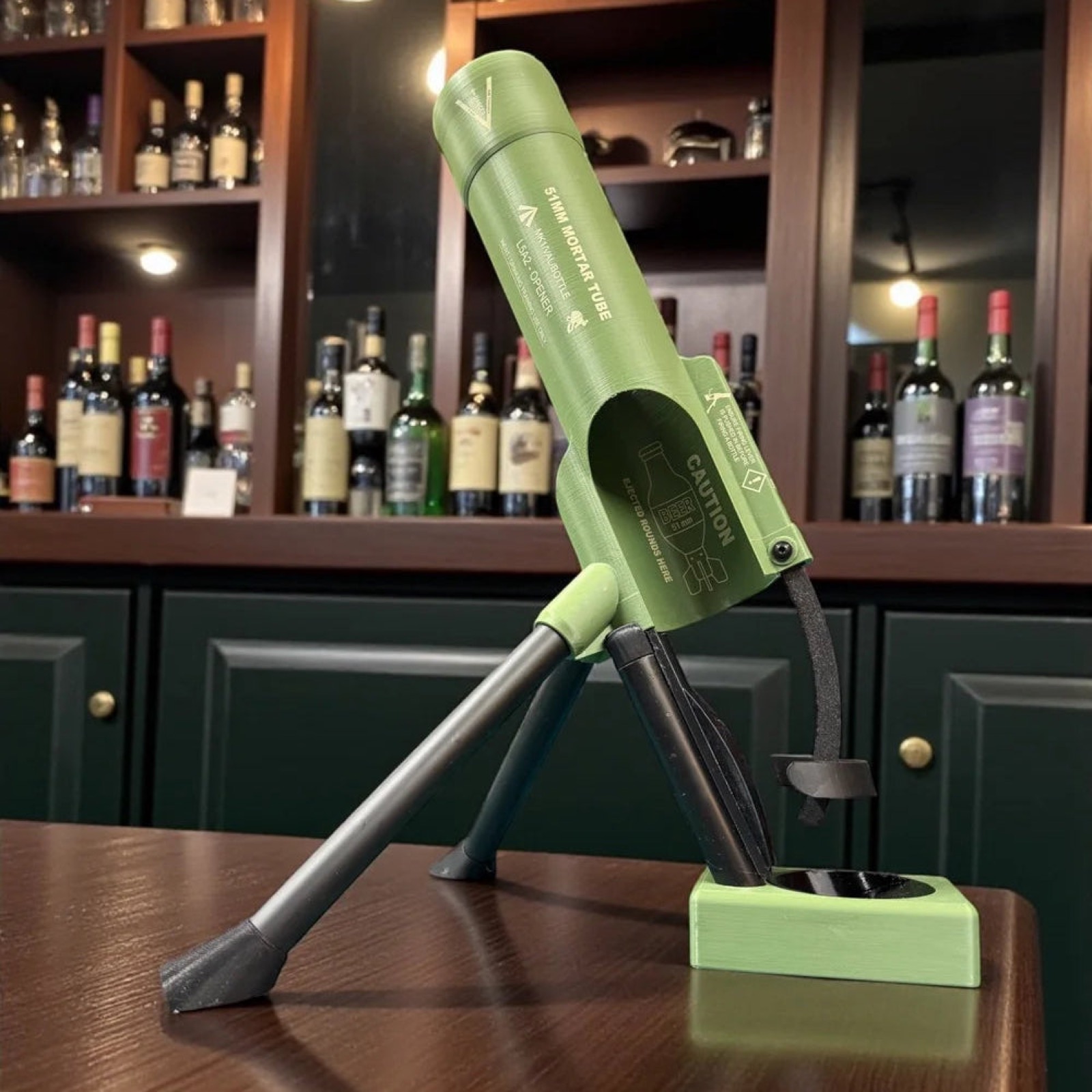 Mortier à Bière 51mm — décapsuleur fusée vert tactique